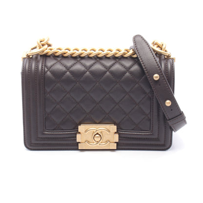 ボーイシャネル スモール チェーンショルダーバッグ レザー ダークブラウン ゴールド金具 シャネル バッグ CHANEL