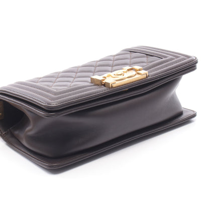 ボーイシャネル スモール チェーンショルダーバッグ レザー ダークブラウン ゴールド金具 シャネル バッグ CHANEL