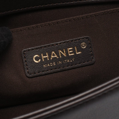 ボーイシャネル スモール チェーンショルダーバッグ レザー ダークブラウン ゴールド金具 シャネル バッグ CHANEL