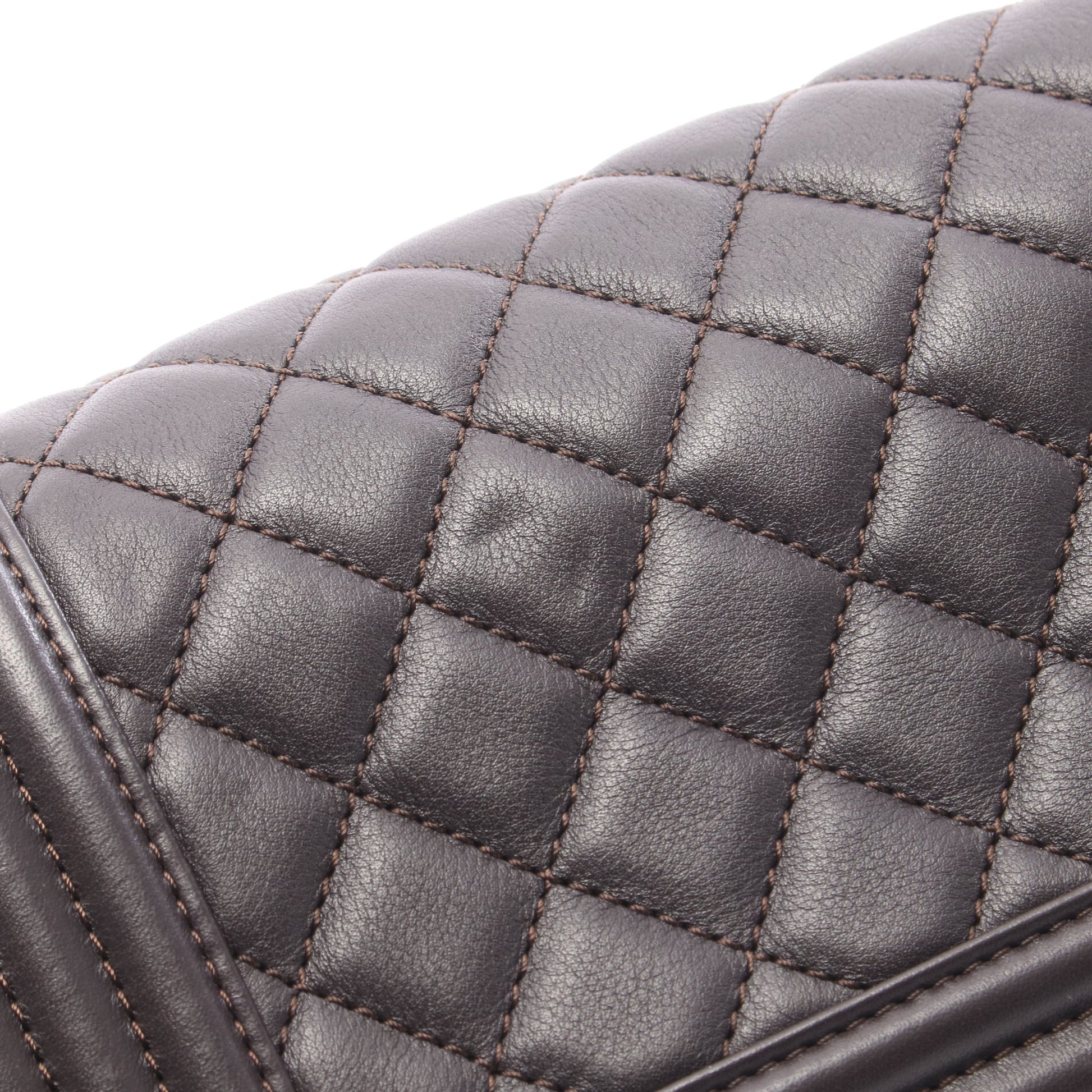 ボーイシャネル スモール チェーンショルダーバッグ レザー ダークブラウン ゴールド金具 シャネル バッグ CHANEL