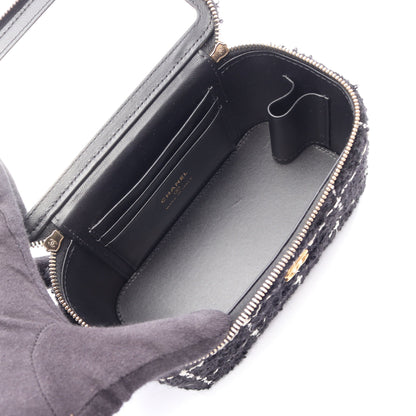 ココマーク バニティ ショルダーバッグ ツイード レザー ブラック ホワイト ゴールド金具 シャネル バッグ CHANEL