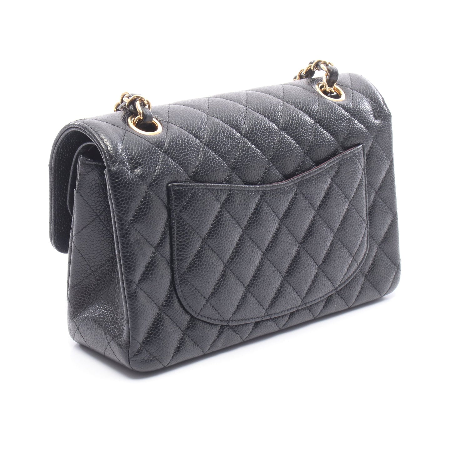 マトラッセ Wフラップ Wチェーンショルダーバッグ キャビアスキン ブラック ゴールド金具 シャネル バッグ CHANEL