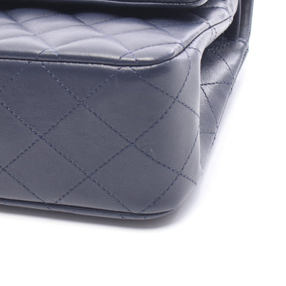マトラッセ Wフラップ Wチェーンショルダーバッグ ラムスキン ネイビー ゴールド金具 シャネル バッグ CHANEL