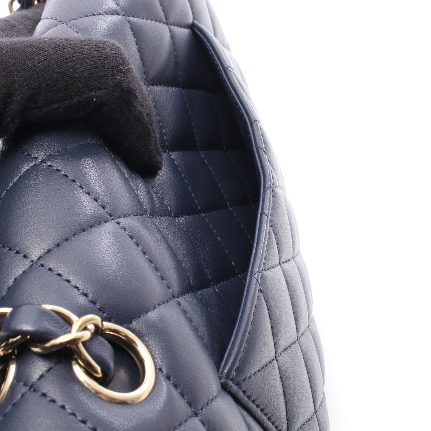 マトラッセ Wフラップ Wチェーンショルダーバッグ ラムスキン ネイビー ゴールド金具 シャネル バッグ CHANEL