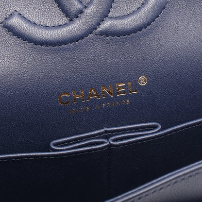 マトラッセ Wフラップ Wチェーンショルダーバッグ ラムスキン ネイビー ゴールド金具 シャネル バッグ CHANEL