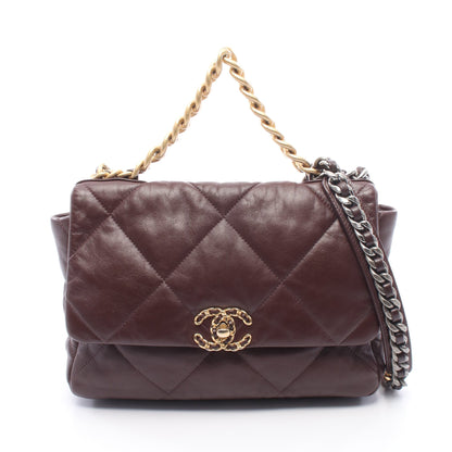 19 ディズヌフ マトラッセ チェーンショルダーバッグ レザー ダークブラウン コンビ金具 シャネル バッグ CHANEL