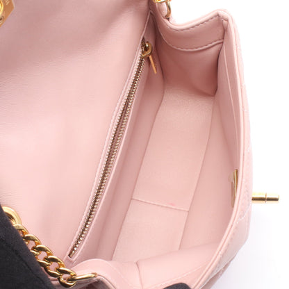 マトラッセ スモールフラップ チェーンショルダーバッグ ラムスキン ピンク ゴールド金具 シャネル バッグ CHANEL