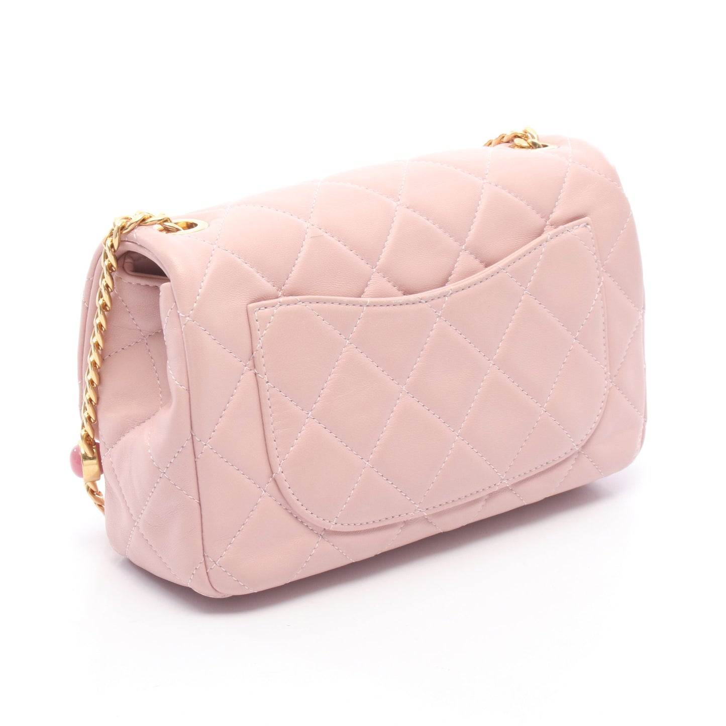 マトラッセ スモールフラップ チェーンショルダーバッグ ラムスキン ピンク ゴールド金具 シャネル バッグ CHANEL
