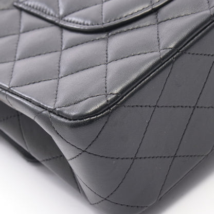 マトラッセ Wフラップ Wチェーンショルダーバッグ ラムスキン ブラック ゴールド金具 シャネル バッグ CHANEL