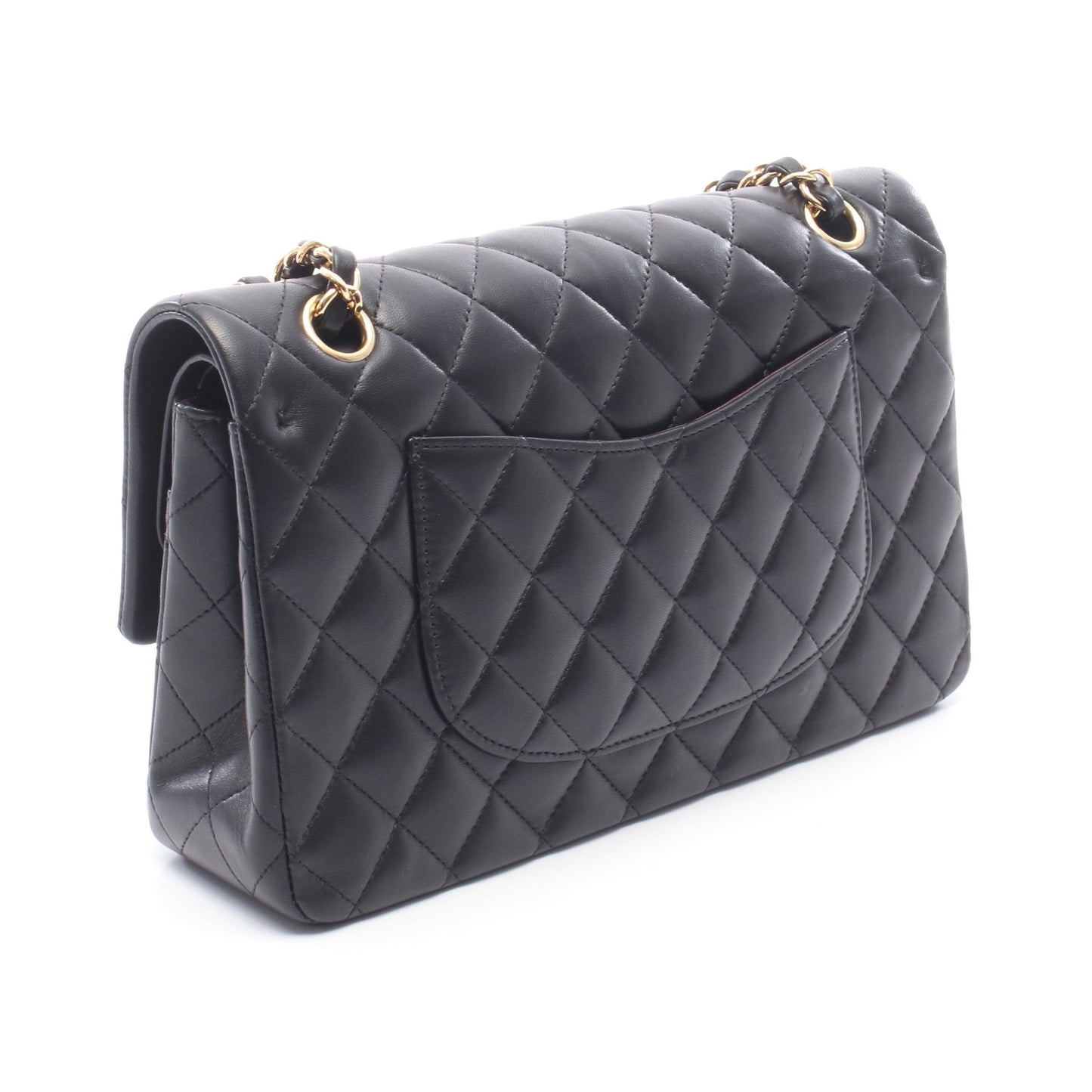 マトラッセ Wフラップ Wチェーンショルダーバッグ ラムスキン ブラック ゴールド金具 シャネル バッグ CHANEL
