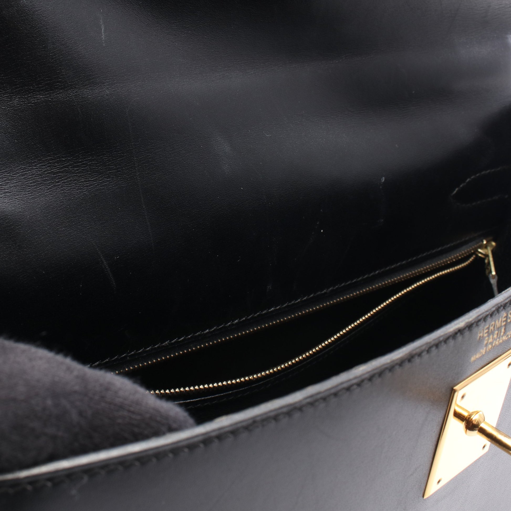 ケリー32 外縫い 2WAY ハンドバッグ ボックスカーフ ブラック ゴールド金具 ○A刻印 エルメス バッグ HERMES