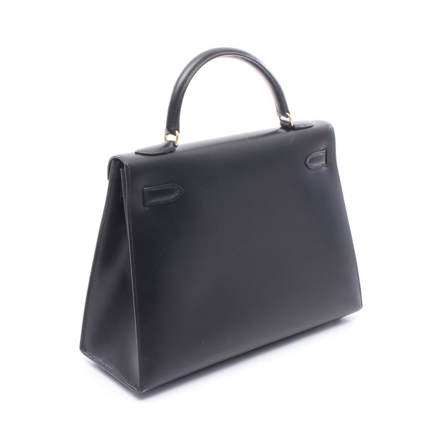 ケリー32 外縫い 2WAY ハンドバッグ ボックスカーフ ブラック ゴールド金具 ○A刻印 エルメス バッグ HERMES