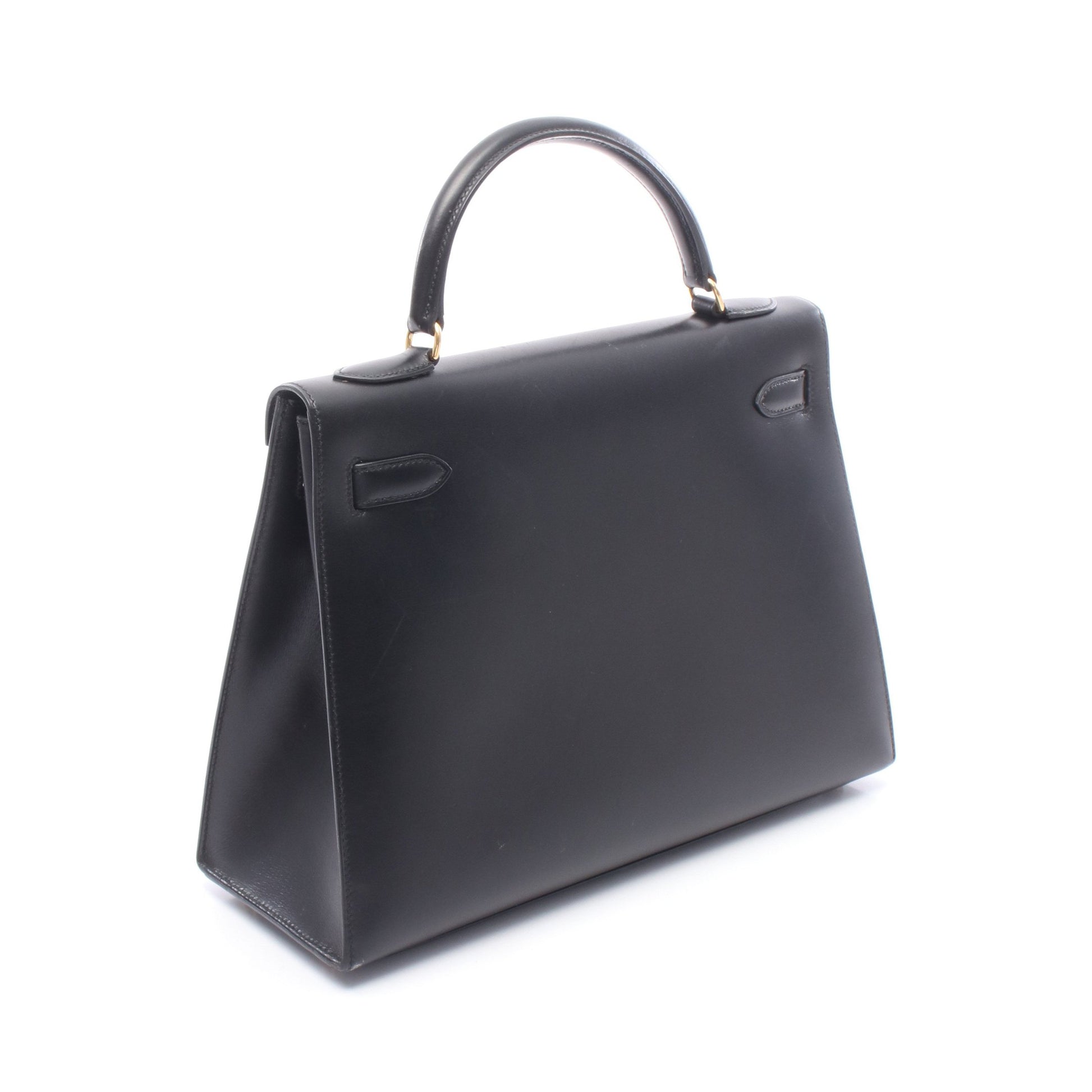 ケリー32 外縫い 2WAY ハンドバッグ ボックスカーフ ブラック ゴールド金具 ○A刻印 エルメス バッグ HERMES