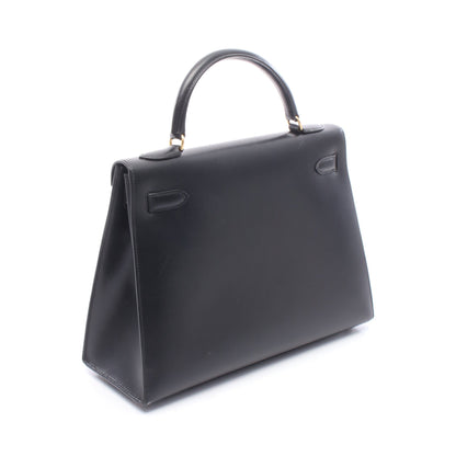 ケリー32 外縫い 2WAY ハンドバッグ ボックスカーフ ブラック ゴールド金具 ○A刻印 エルメス バッグ HERMES