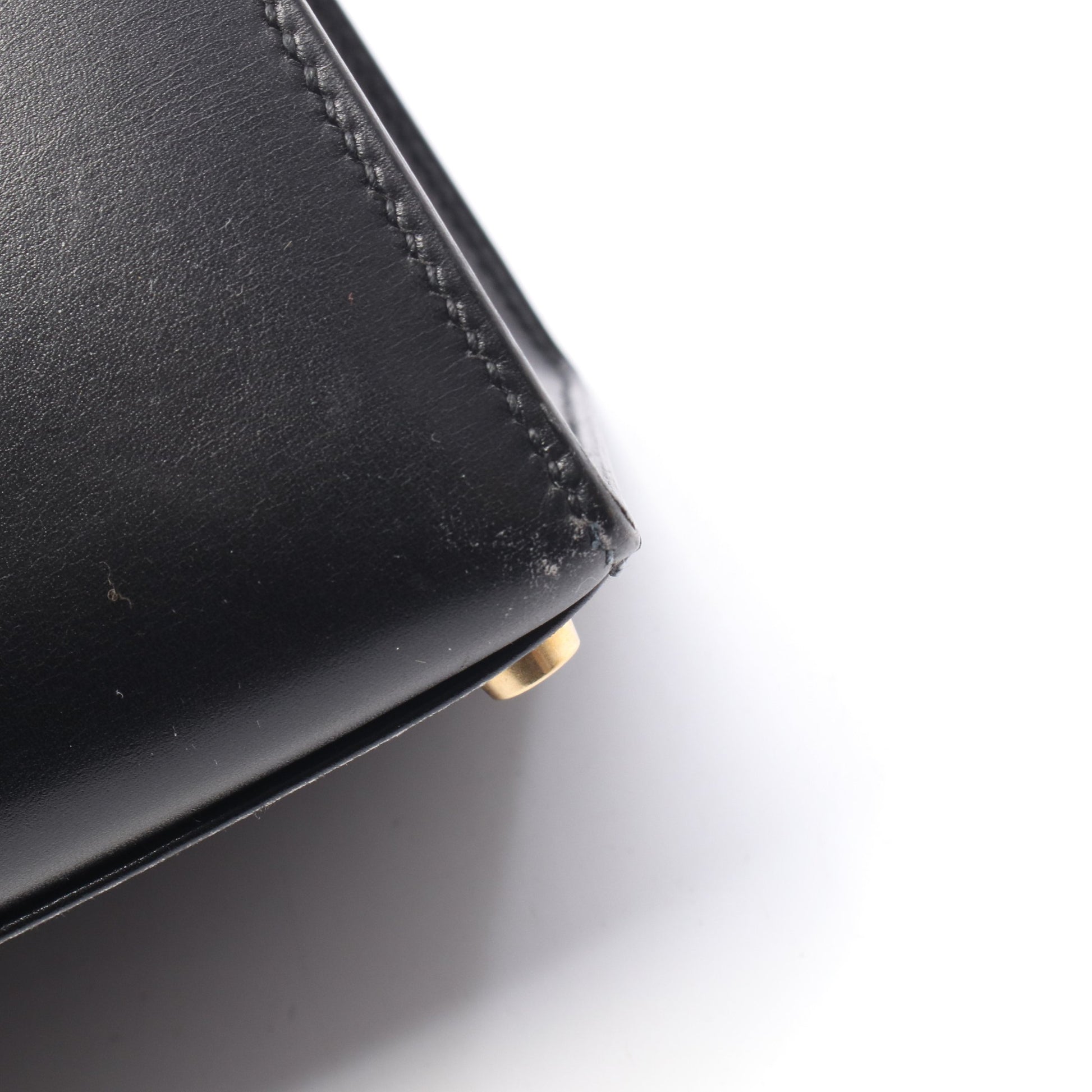 ケリー32 外縫い 2WAY ハンドバッグ ボックスカーフ ブラック ゴールド金具 ○A刻印 エルメス バッグ HERMES