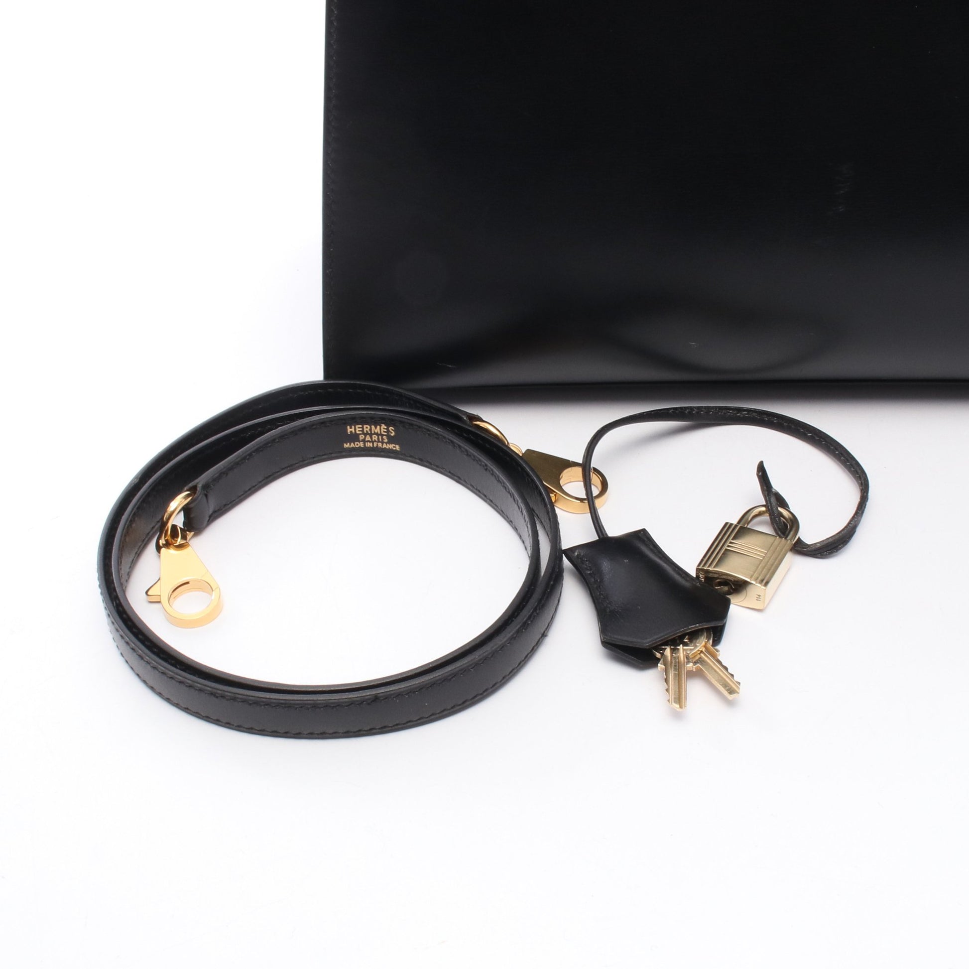 ケリー32 外縫い 2WAY ハンドバッグ ボックスカーフ ブラック ゴールド金具 ○A刻印 エルメス バッグ HERMES