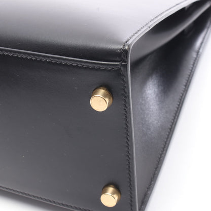 ケリー32 外縫い 2WAY ハンドバッグ ボックスカーフ ブラック ゴールド金具 ○A刻印 エルメス バッグ HERMES