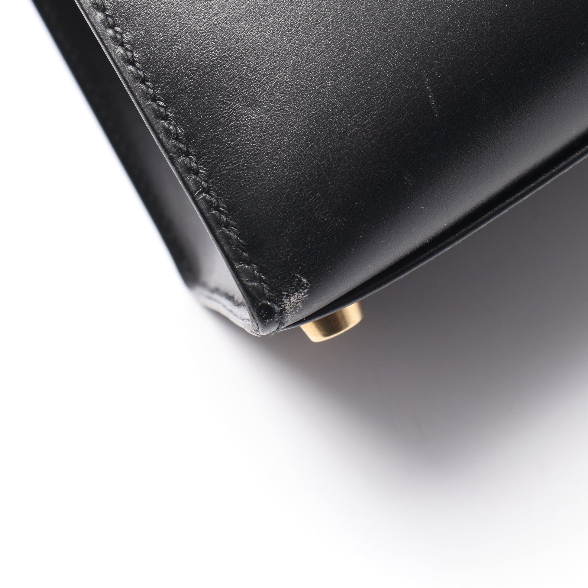 ケリー32 外縫い 2WAY ハンドバッグ ボックスカーフ ブラック ゴールド金具 ○A刻印 エルメス バッグ HERMES