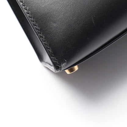 ケリー32 外縫い 2WAY ハンドバッグ ボックスカーフ ブラック ゴールド金具 ○A刻印 エルメス バッグ HERMES