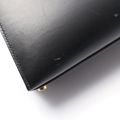 ケリー32 外縫い 2WAY ハンドバッグ ボックスカーフ ブラック ゴールド金具 ○A刻印 エルメス バッグ HERMES