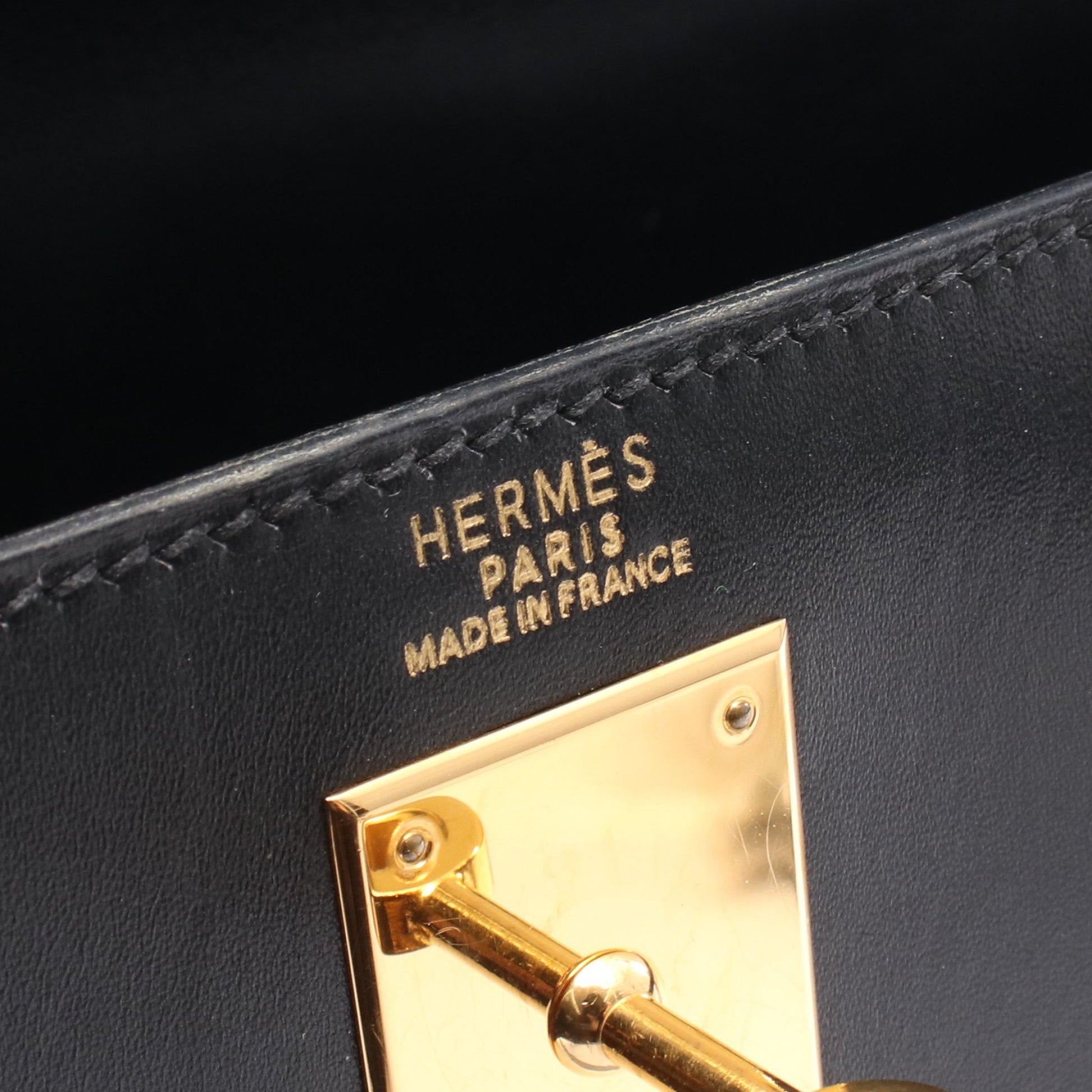 ケリー32 外縫い 2WAY ハンドバッグ ボックスカーフ ブラック ゴールド金具 ○A刻印 エルメス バッグ HERMES