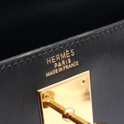 ケリー32 外縫い 2WAY ハンドバッグ ボックスカーフ ブラック ゴールド金具 ○A刻印 エルメス バッグ HERMES