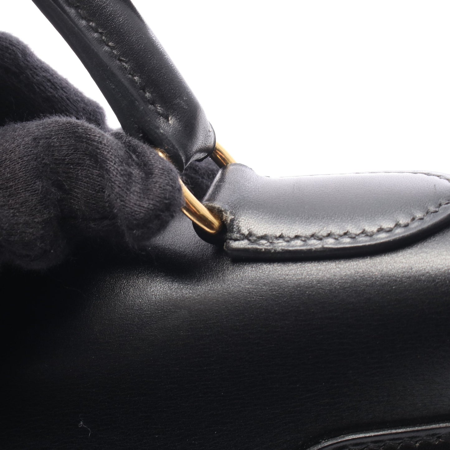 ケリー32 外縫い 2WAY ハンドバッグ ボックスカーフ ブラック ゴールド金具 ○A刻印 エルメス バッグ HERMES