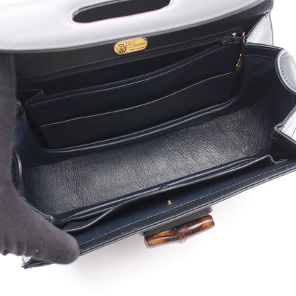 オールドグッチ バンブー 2WAY ハンドバッグ レザー ネイビー グッチ