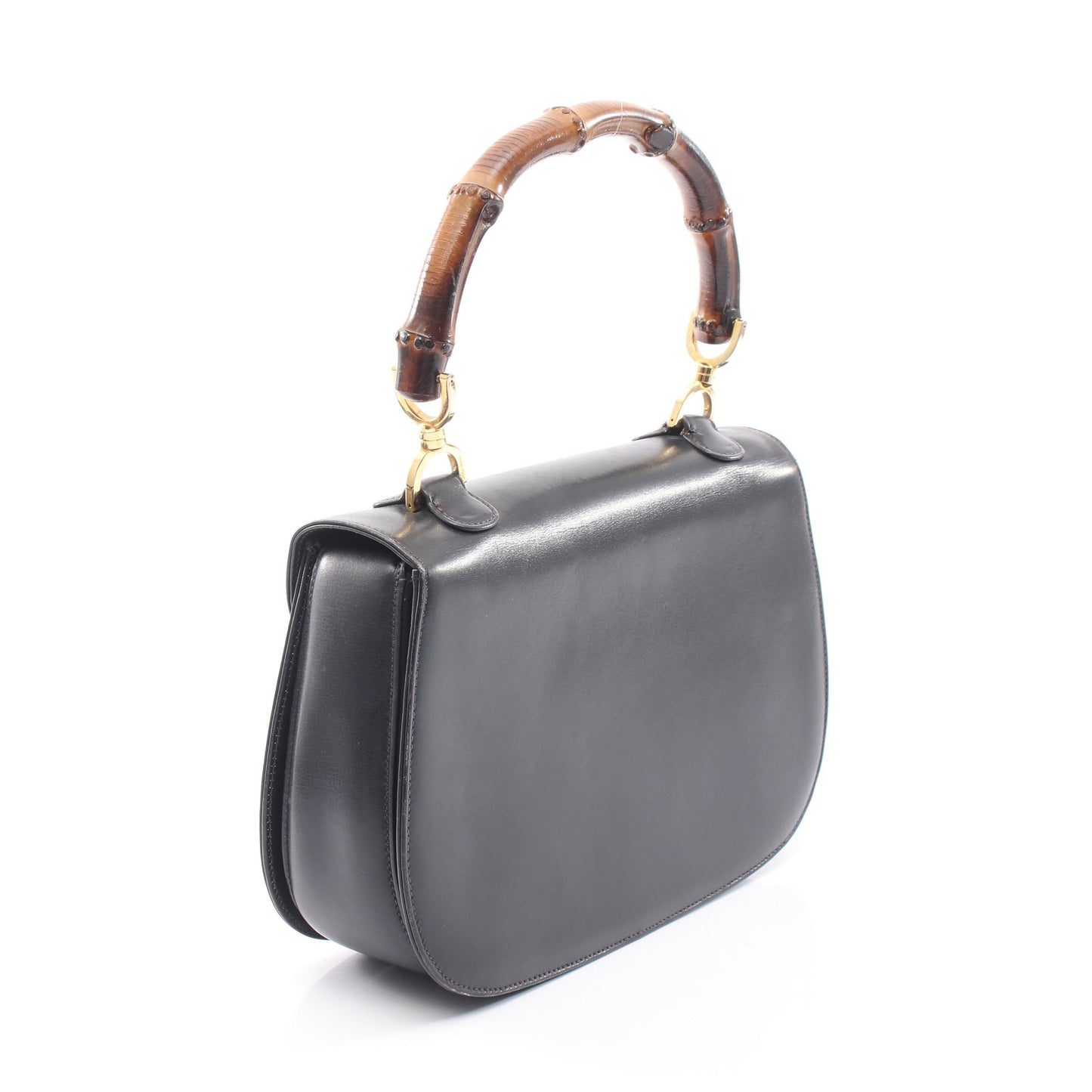 オールドグッチ バンブー 2WAY ハンドバッグ レザー ネイビー グッチ