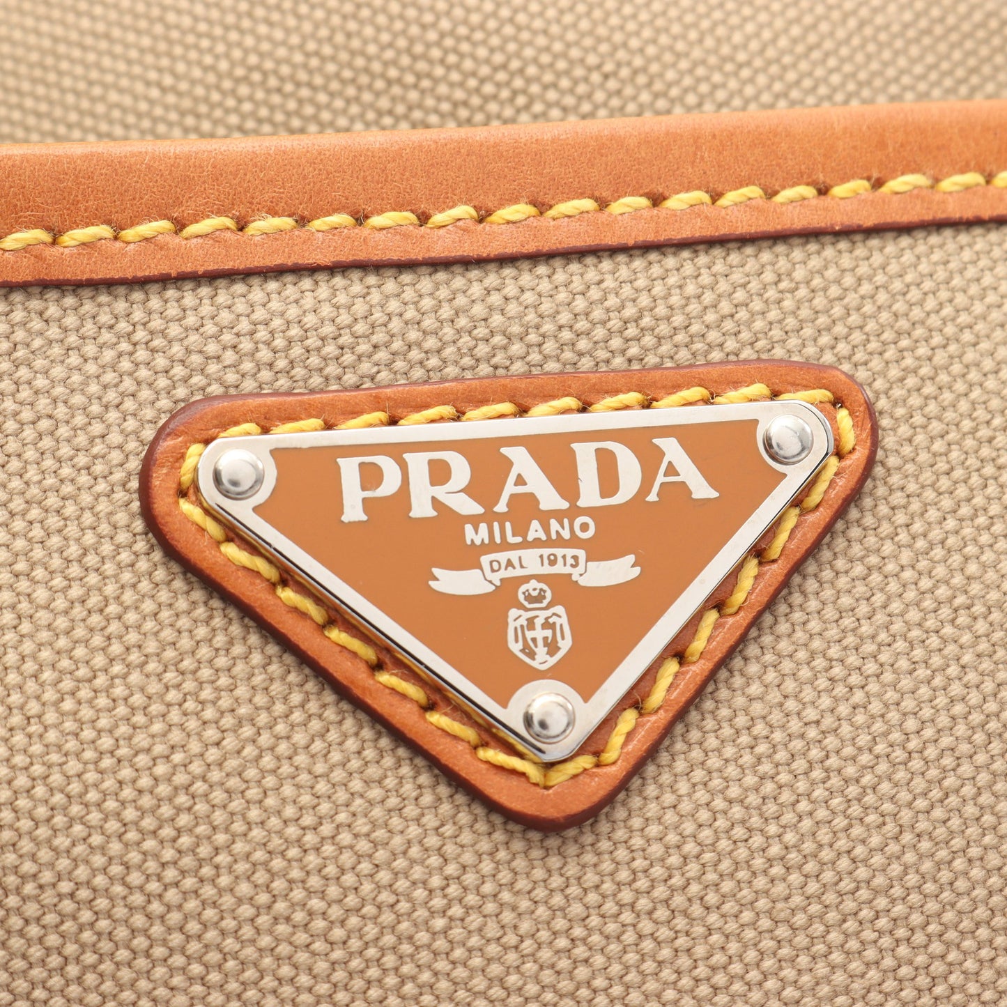 CANAPA SOFT ショルダーバッグ キャンバス レザー ベージュ ライトブラウン プラダ バッグ PRADA