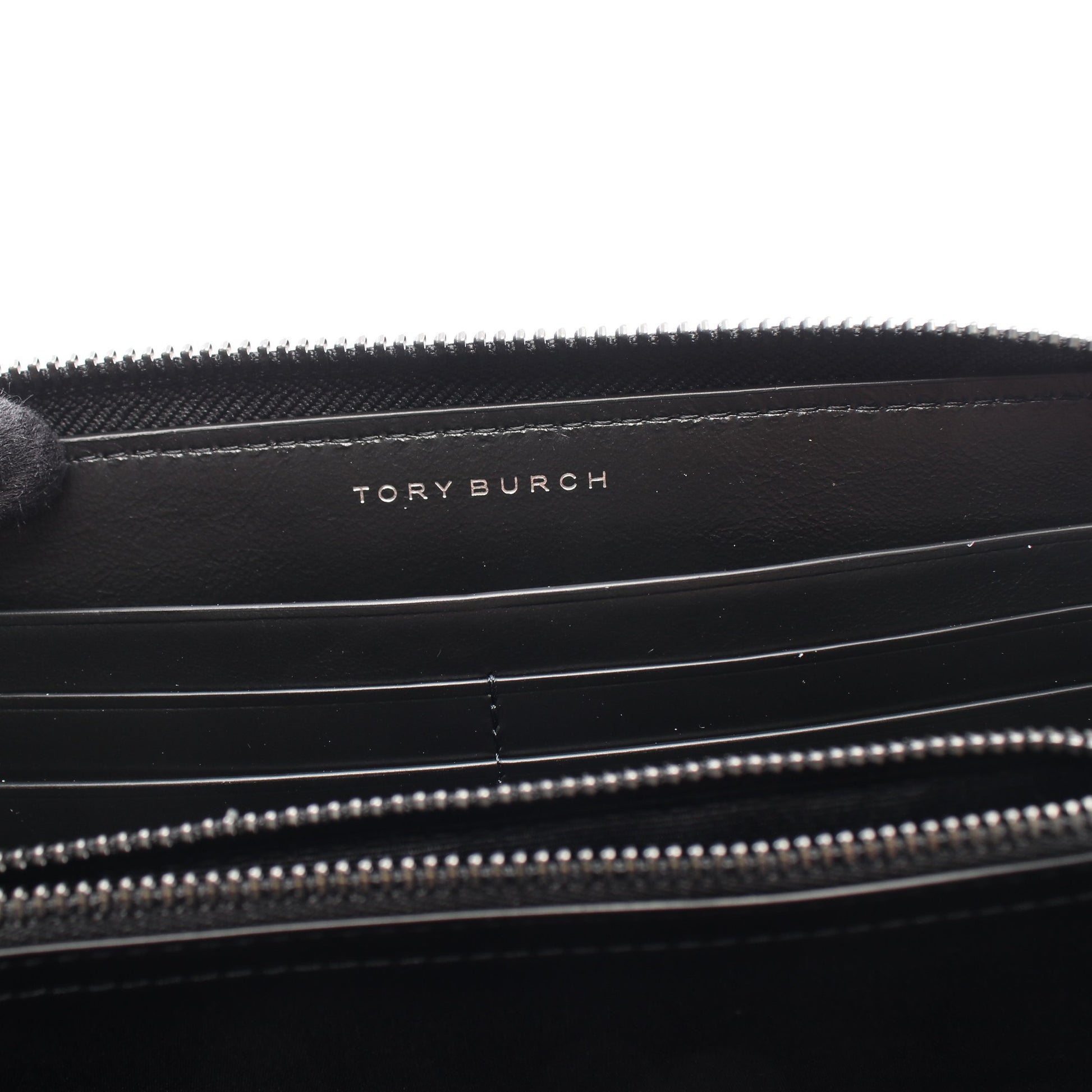 KIRA DIAMOND QUILT POWDER COATED ZIP CONTINENTAL WALLET ラウンドファスナー長財布 レザー ブラック トリーバーチ 財布・小物 TORY BURCH