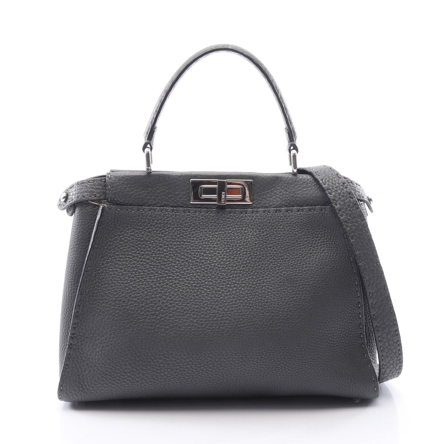 ピーカブー レギュラー セレリア 2WAY ハンドバッグ レザー ダークグレー フェンディ バッグ FENDI