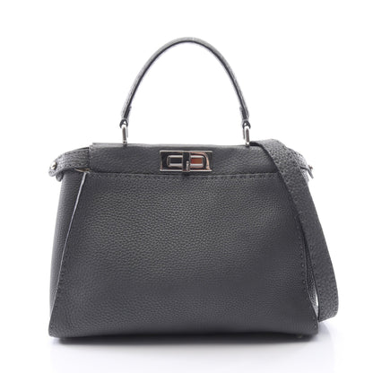 ピーカブー レギュラー セレリア 2WAY ハンドバッグ レザー ダークグレー フェンディ バッグ FENDI
