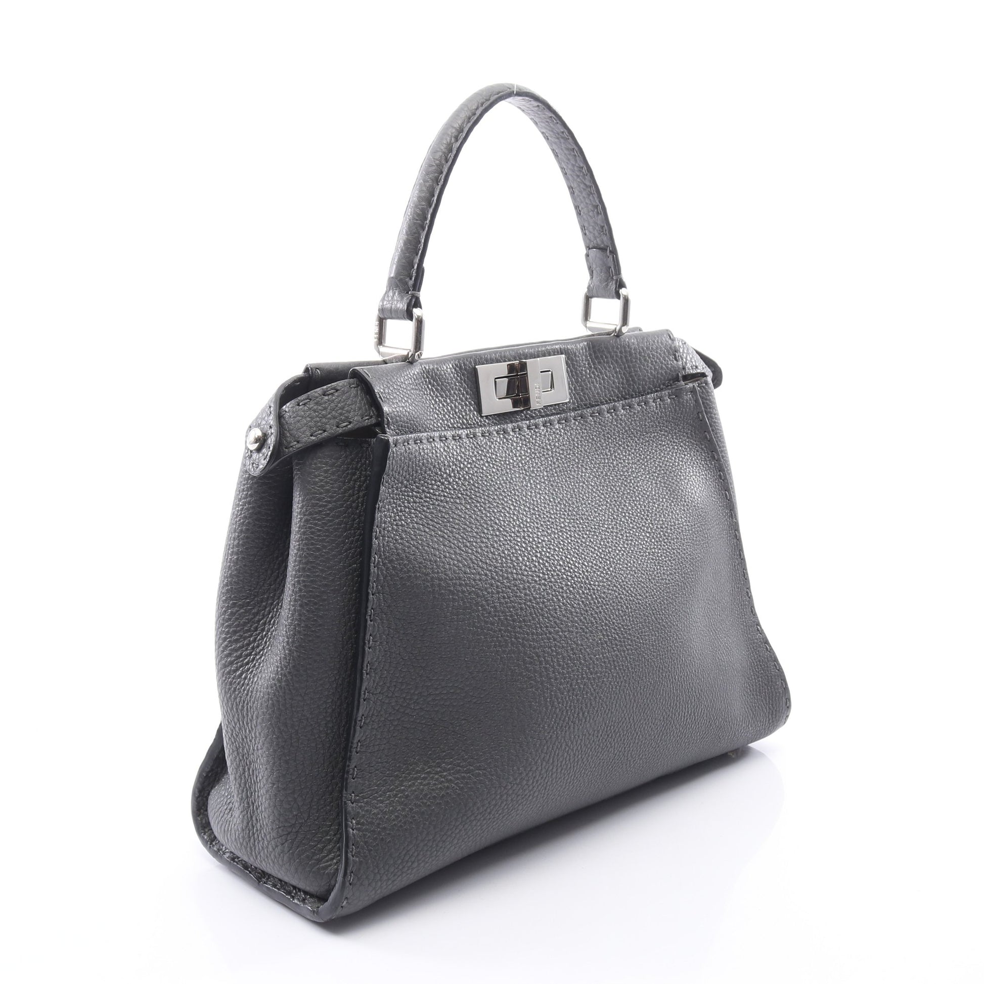 ピーカブー レギュラー セレリア 2WAY ハンドバッグ レザー ダークグレー フェンディ バッグ FENDI