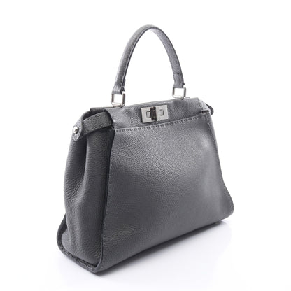 ピーカブー レギュラー セレリア 2WAY ハンドバッグ レザー ダークグレー フェンディ バッグ FENDI