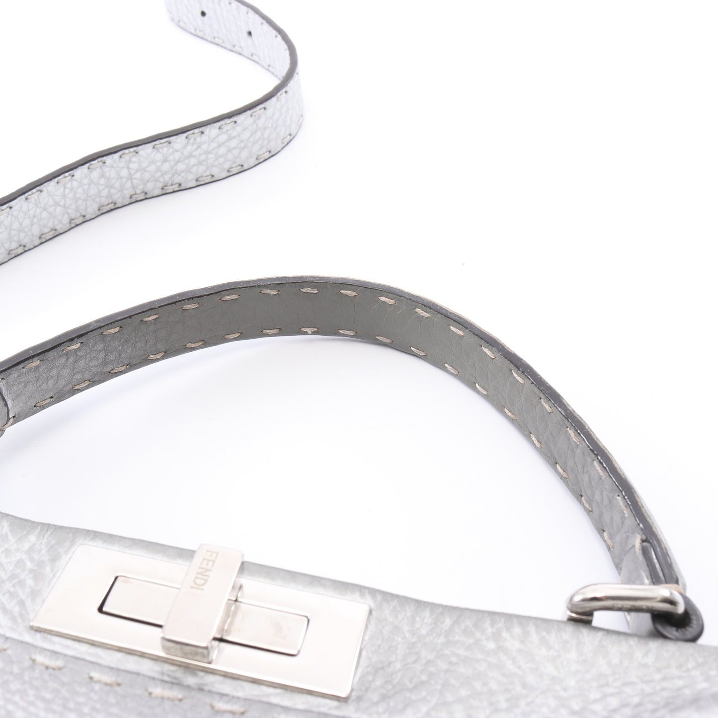 ピーカブー レギュラー セレリア 2WAY ハンドバッグ レザー シルバー フェンディ バッグ FENDI