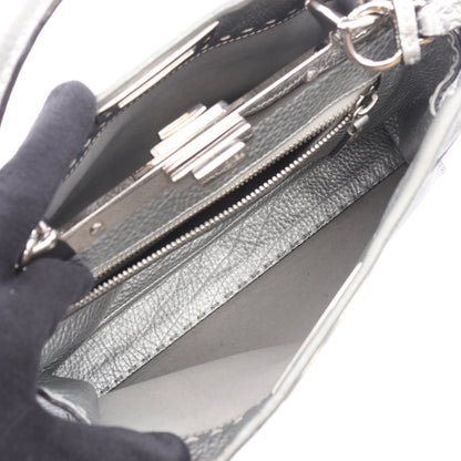 ピーカブー レギュラー セレリア 2WAY ハンドバッグ レザー シルバー フェンディ バッグ FENDI