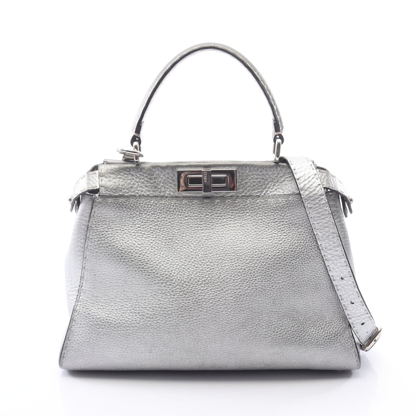 ピーカブー レギュラー セレリア 2WAY ハンドバッグ レザー シルバー フェンディ バッグ FENDI