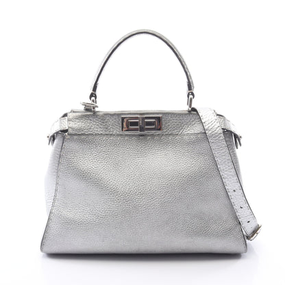 ピーカブー レギュラー セレリア 2WAY ハンドバッグ レザー シルバー フェンディ バッグ FENDI