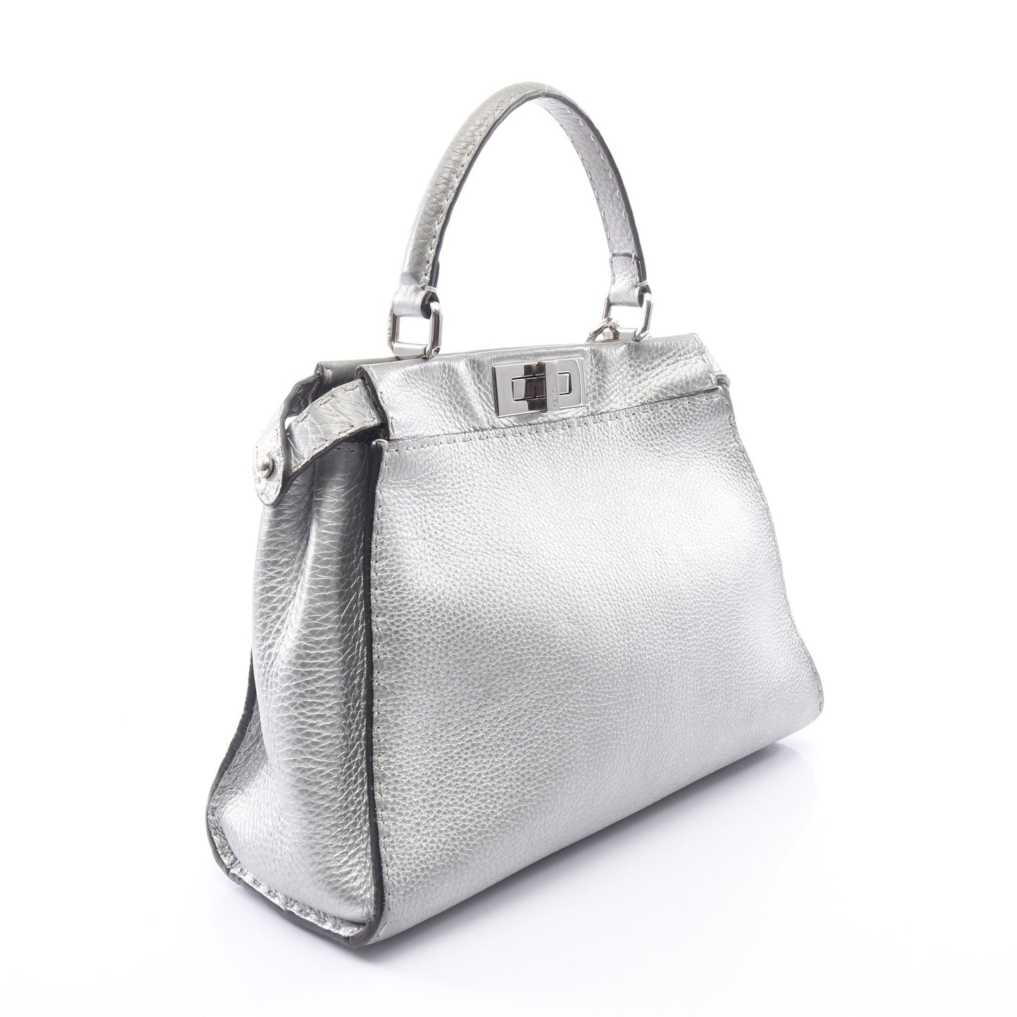 ピーカブー レギュラー セレリア 2WAY ハンドバッグ レザー シルバー フェンディ バッグ FENDI