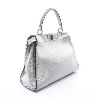 ピーカブー レギュラー セレリア 2WAY ハンドバッグ レザー シルバー フェンディ バッグ FENDI