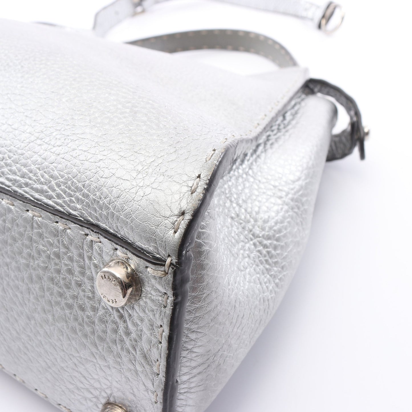 ピーカブー レギュラー セレリア 2WAY ハンドバッグ レザー シルバー フェンディ バッグ FENDI
