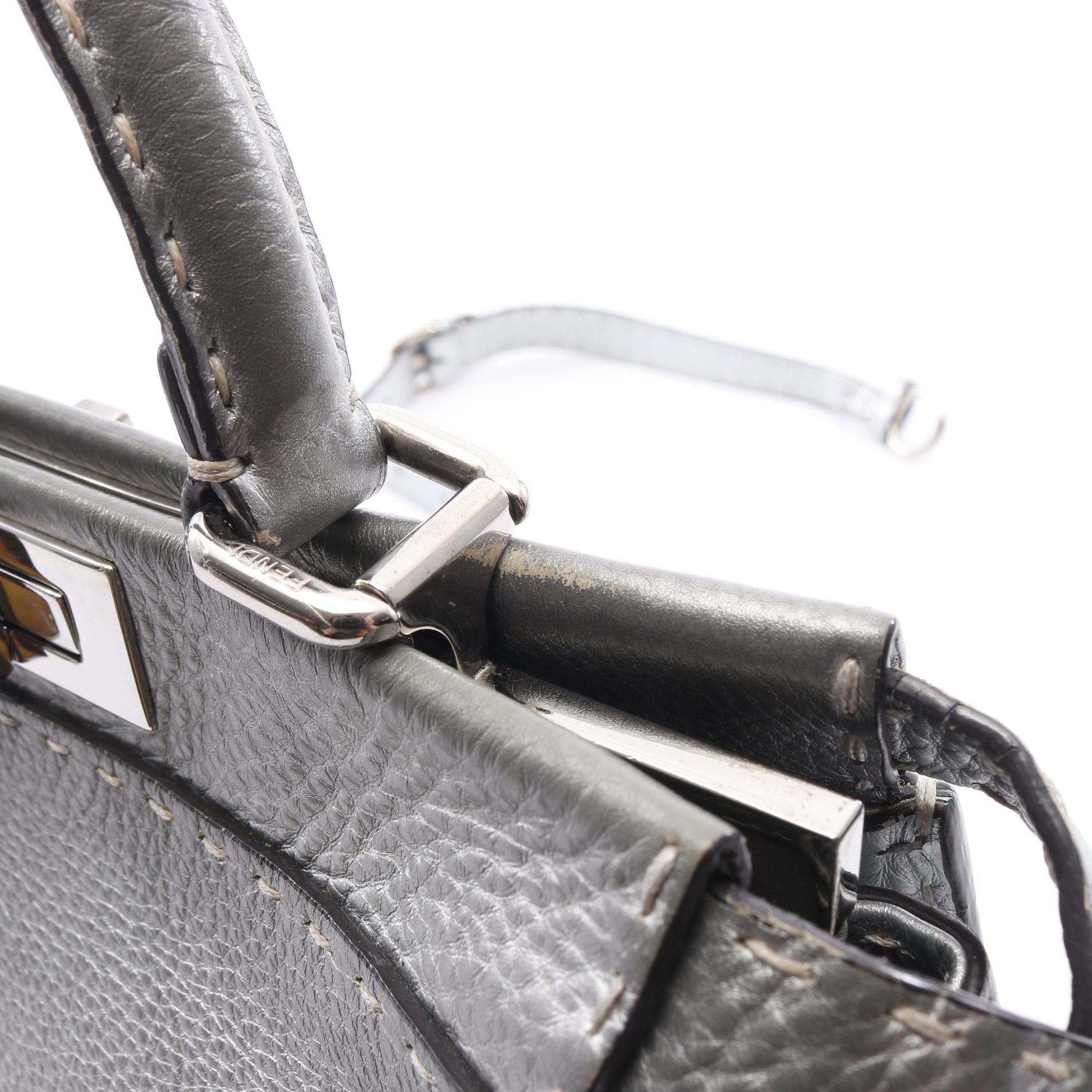 ピーカブー レギュラー セレリア 2WAY ハンドバッグ レザー シルバー フェンディ バッグ FENDI