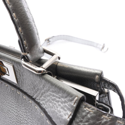 ピーカブー レギュラー セレリア 2WAY ハンドバッグ レザー シルバー フェンディ バッグ FENDI