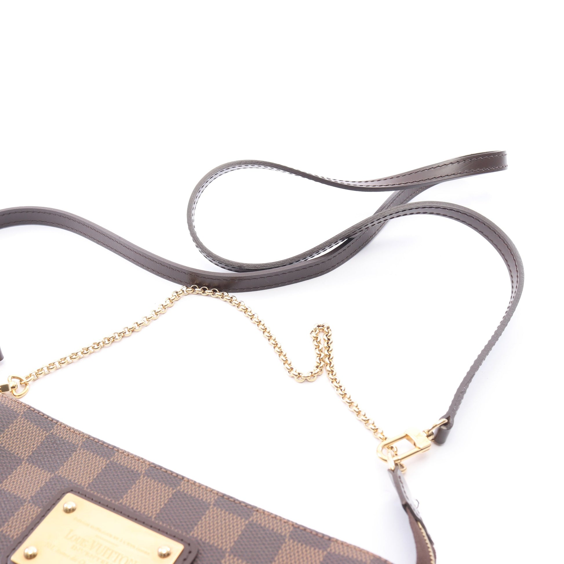 エヴァ ダミエエベヌ 2WAY チェーンハンドバッグ PVC レザー ブラウン ルイヴィトン バッグ LOUIS VUITTON