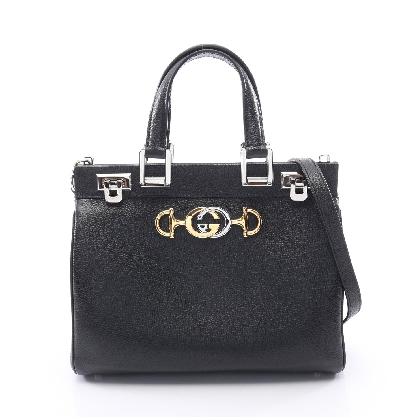ズゥミ スモール 2WAYトップハンドルバッグ ハンドバッグ レザー ブラック グッチ バッグ GUCCI