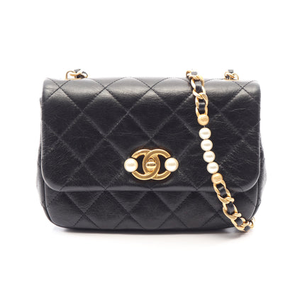 マトラッセ チェーンショルダーバッグ レザー ブラック ゴールド金具 シャネル バッグ CHANEL