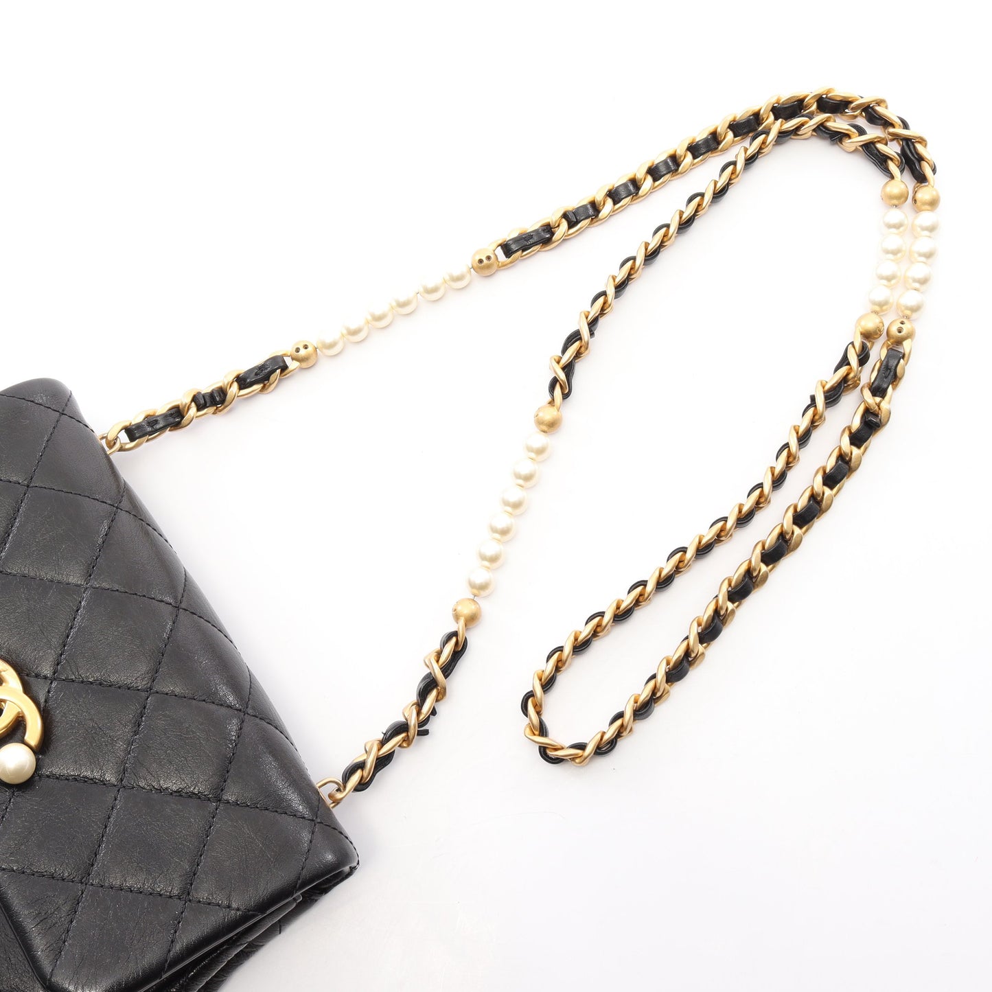 マトラッセ チェーンショルダーバッグ レザー ブラック ゴールド金具 シャネル バッグ CHANEL