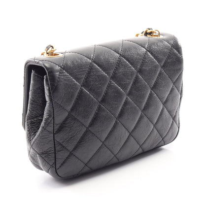 マトラッセ チェーンショルダーバッグ レザー ブラック ゴールド金具 シャネル バッグ CHANEL