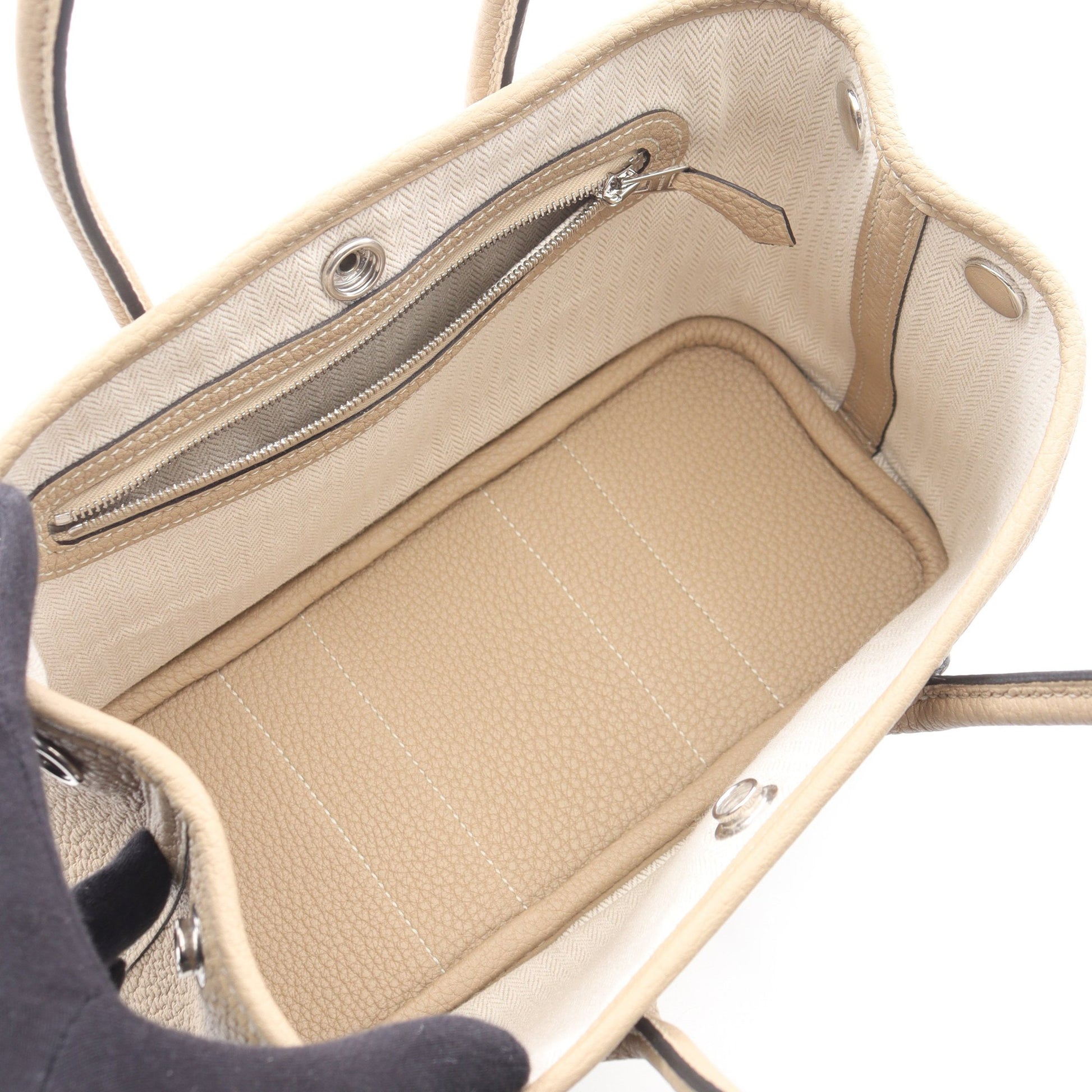 ネオガーデン23 トレンチ ハンドバッグ ネゴンダ ベージュ シルバー金具 K刻印 エルメス バッグ HERMES